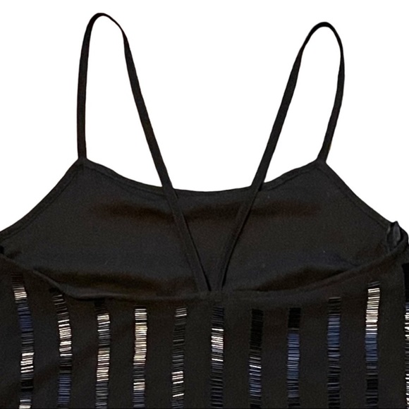 MANGO BLACK SEQUIN SLIP MINI DRESS SIZE 2 - Picture 5 of 7